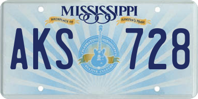 MS license plate AKS728