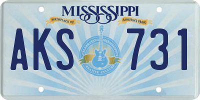 MS license plate AKS731