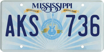 MS license plate AKS736