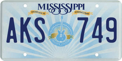 MS license plate AKS749