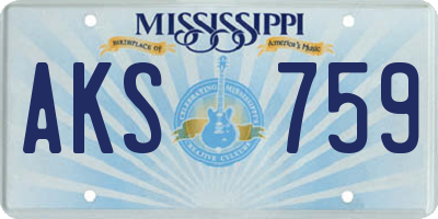 MS license plate AKS759
