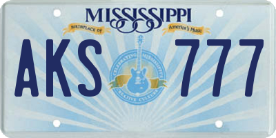 MS license plate AKS777