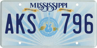 MS license plate AKS796