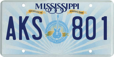 MS license plate AKS801