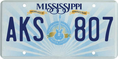 MS license plate AKS807