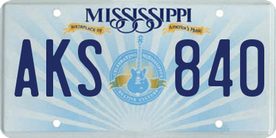 MS license plate AKS840