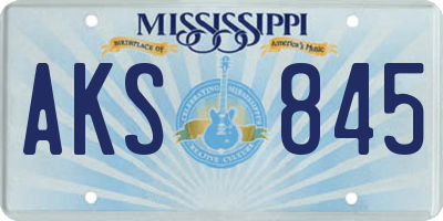 MS license plate AKS845