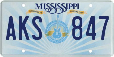 MS license plate AKS847
