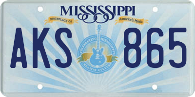 MS license plate AKS865