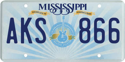 MS license plate AKS866