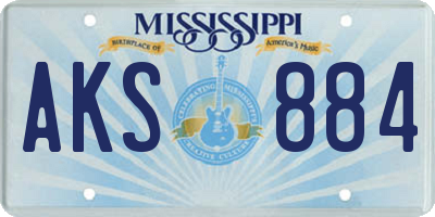 MS license plate AKS884