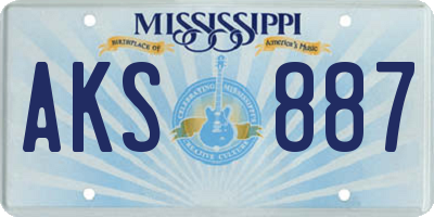 MS license plate AKS887