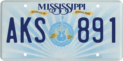 MS license plate AKS891