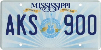 MS license plate AKS900