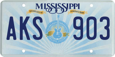 MS license plate AKS903