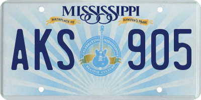 MS license plate AKS905