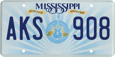 MS license plate AKS908