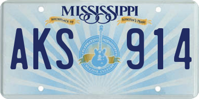 MS license plate AKS914