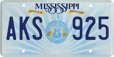 MS license plate AKS925