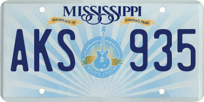 MS license plate AKS935
