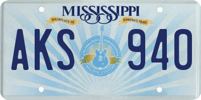 MS license plate AKS940