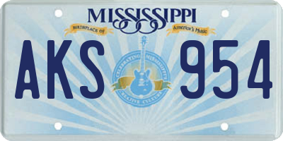 MS license plate AKS954