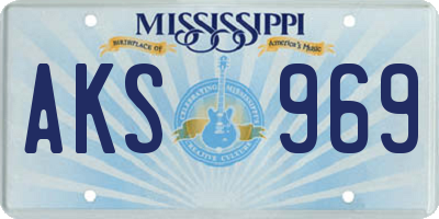 MS license plate AKS969