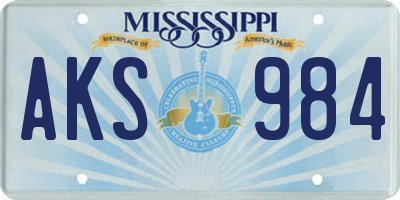 MS license plate AKS984