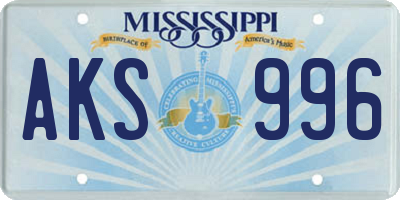 MS license plate AKS996