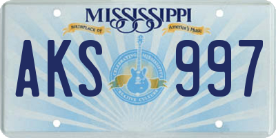 MS license plate AKS997