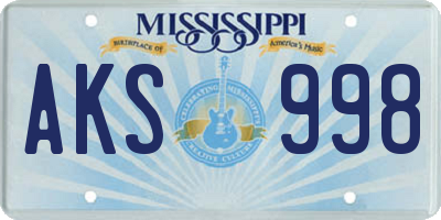 MS license plate AKS998