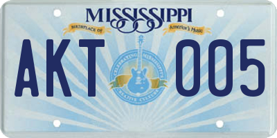 MS license plate AKT005