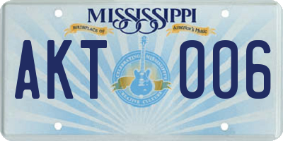 MS license plate AKT006