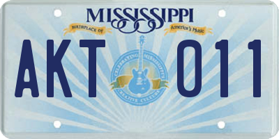 MS license plate AKT011