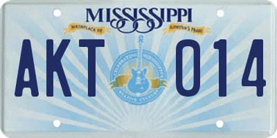 MS license plate AKT014