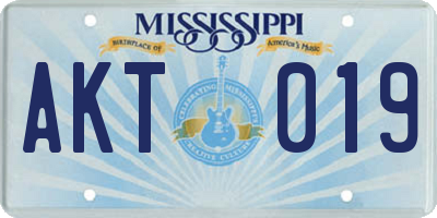 MS license plate AKT019