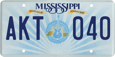 MS license plate AKT040