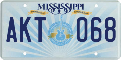MS license plate AKT068