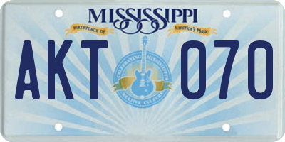 MS license plate AKT070