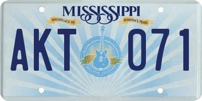 MS license plate AKT071