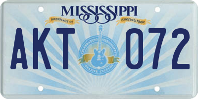 MS license plate AKT072