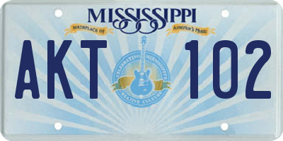 MS license plate AKT102