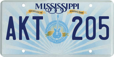 MS license plate AKT205