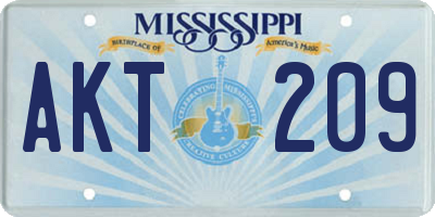 MS license plate AKT209