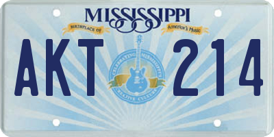 MS license plate AKT214