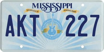 MS license plate AKT227