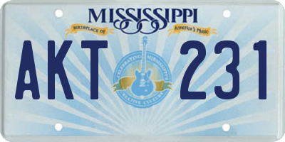 MS license plate AKT231