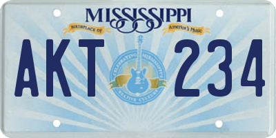 MS license plate AKT234