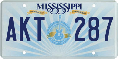 MS license plate AKT287