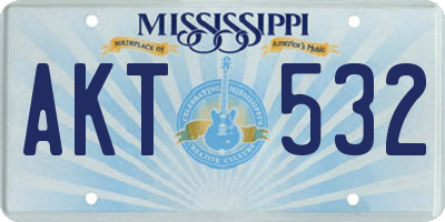 MS license plate AKT532